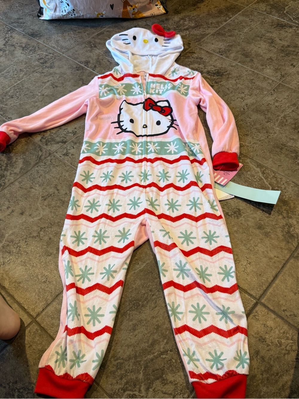 Hello Kitty Pink, Red & green Hooded Holiday Onesie
